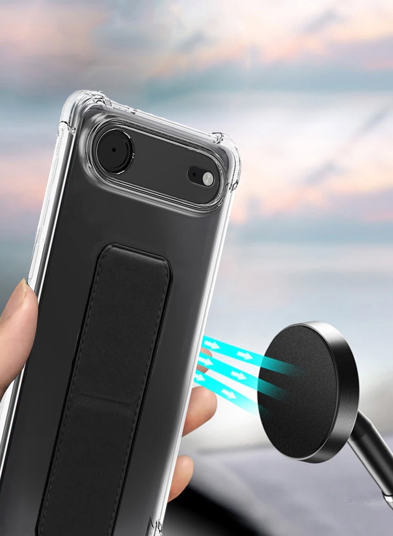 دبليو تيك غطاء حقيبة آيفون إير 5G 2025 من TPU مع مقبض هوائي - شفاف/أسود - Image 4