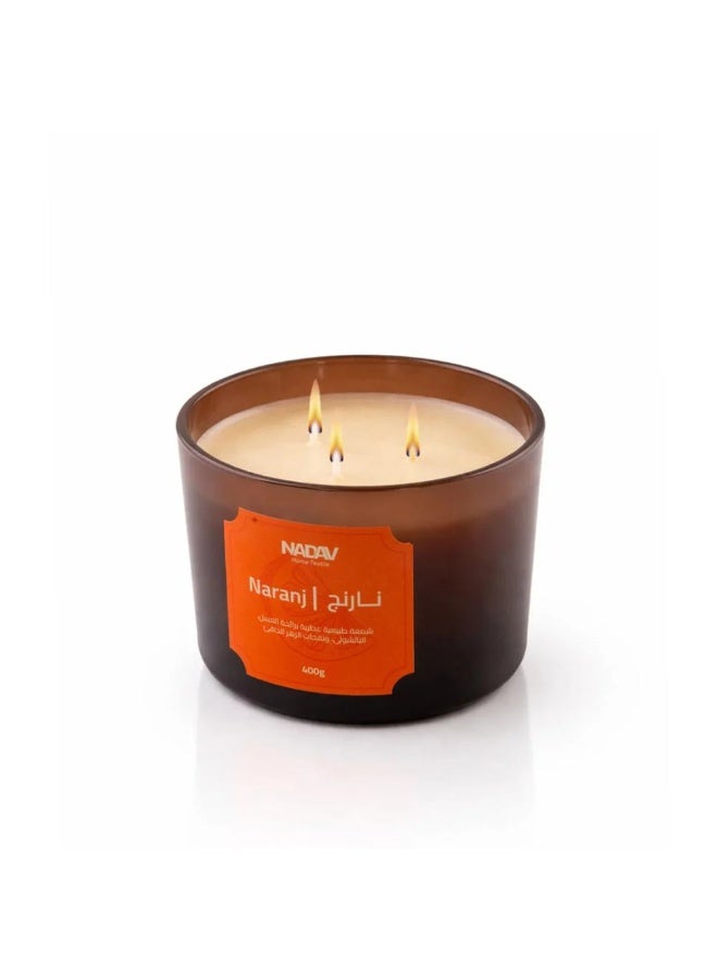 NADAV Luxury Scented Candle Naranj, Patchouli Fragrance, 400g - Image 4