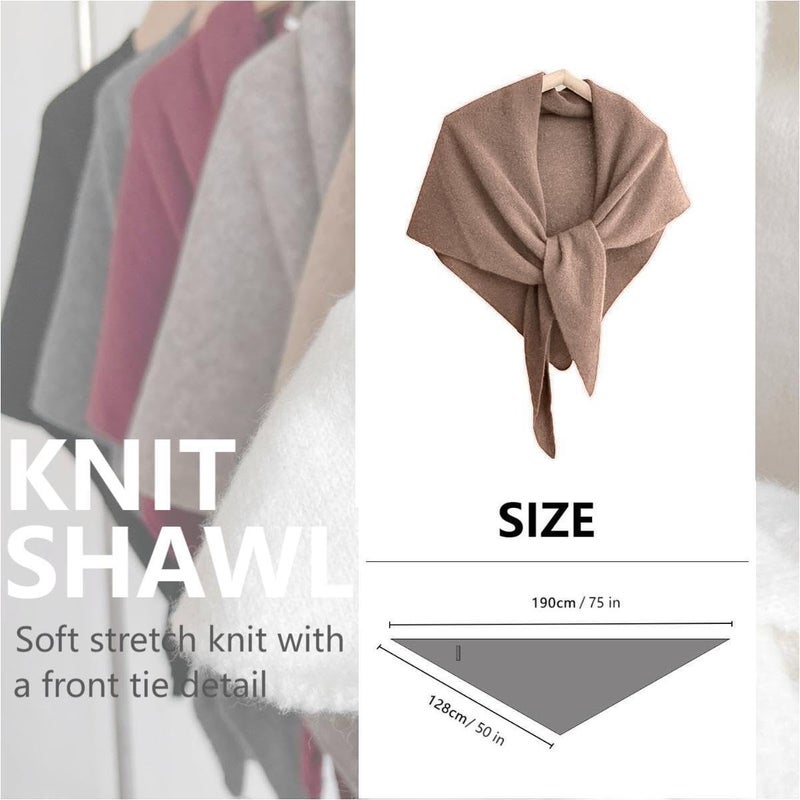 VUFVOID Pashmina Blend Shawl Wraps Women Knitted Shawls and Wraps Cardigan Cape Cashmere Shoulder Top Sweater Shawl Scarf travel scarf (Light brown, 75 * 50'') - Image 3