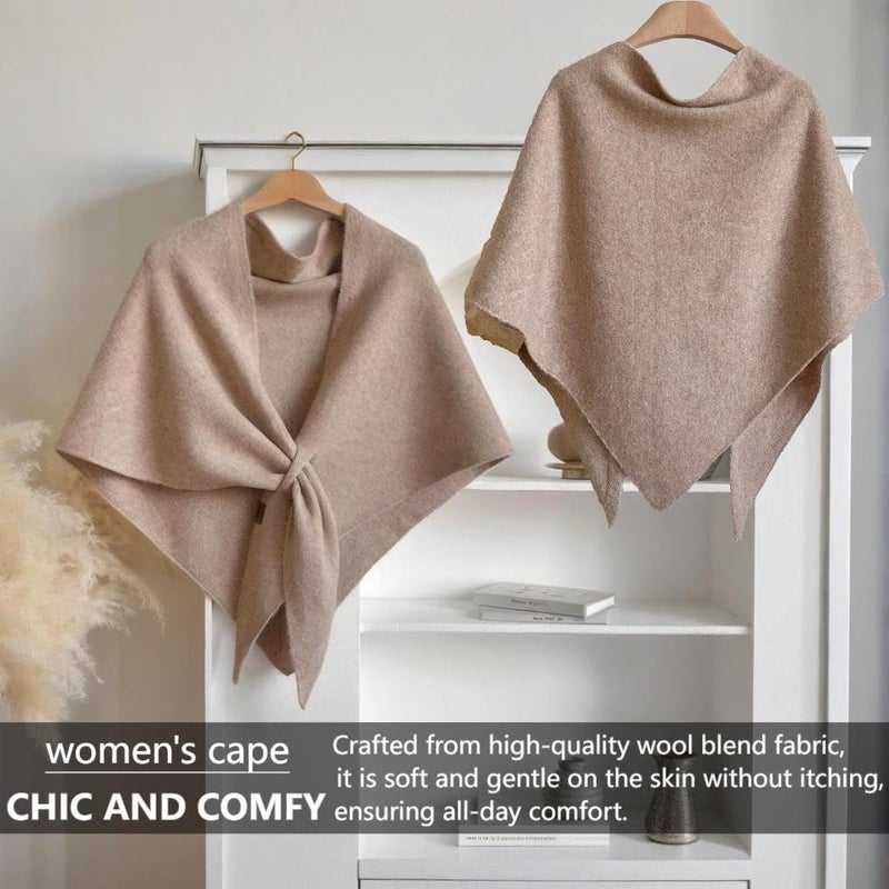 VUFVOID Pashmina Blend Shawl Wraps Women Knitted Shawls and Wraps Cardigan Cape Cashmere Shoulder Top Sweater Shawl Scarf travel scarf (Light brown, 75 * 50'') - Image 2
