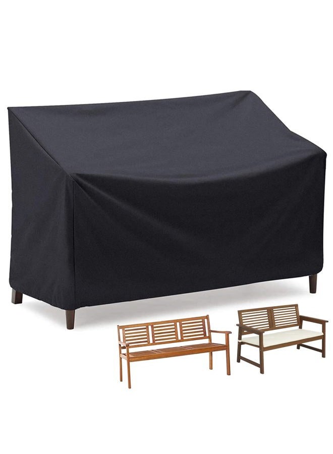Kingling Outdoor Bench Covers, Patio Loveseat Cover Waterproof Bench Covers for Outdoor Furniture 2-seat Sofa Couch Cover, 52" W x 25" D x 35" H Black - Image 1