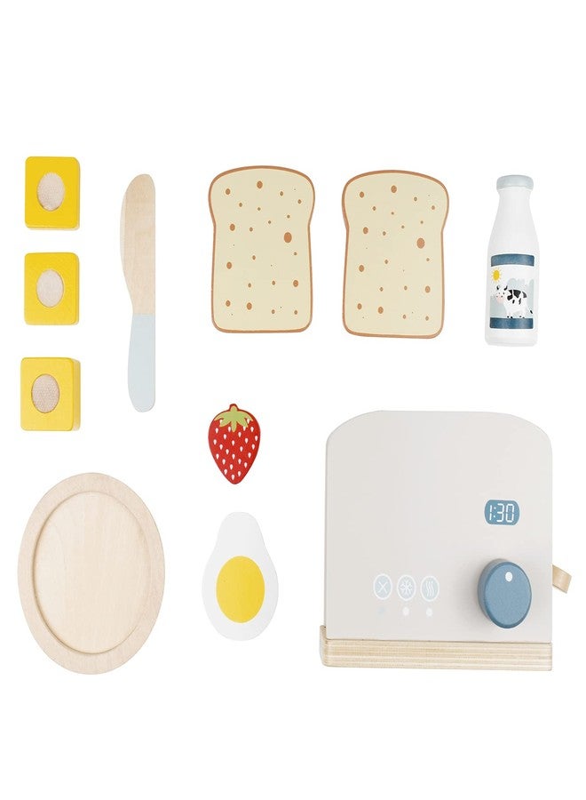 PairPear Pop up Toaster Play Kitchen Playset - Wooden Toy Food 11 Accessories for Kids - Image 3