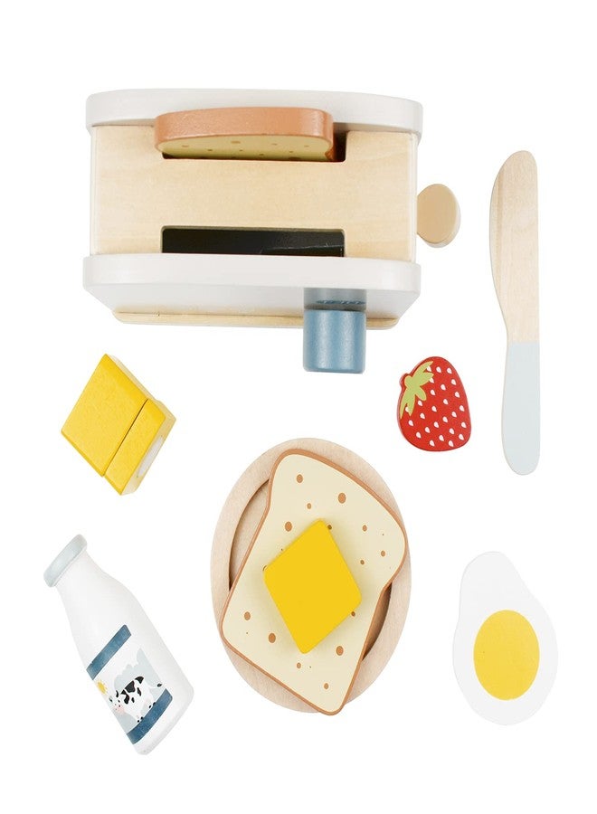 PairPear Pop up Toaster Play Kitchen Playset - Wooden Toy Food 11 Accessories for Kids - Image 4