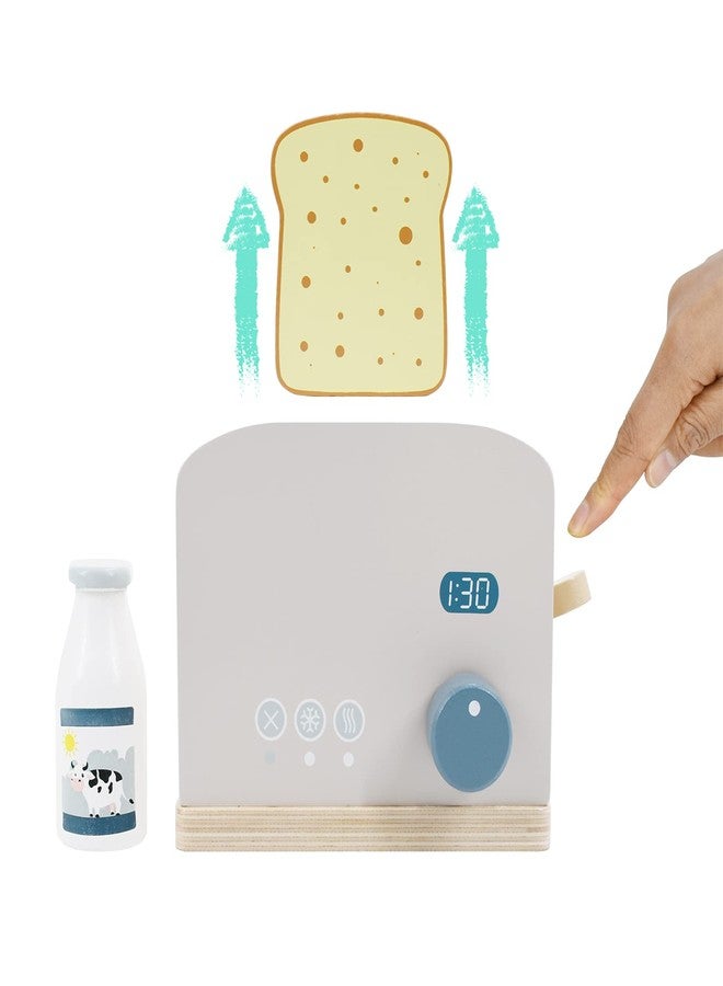 PairPear Pop up Toaster Play Kitchen Playset - Wooden Toy Food 11 Accessories for Kids - Image 2