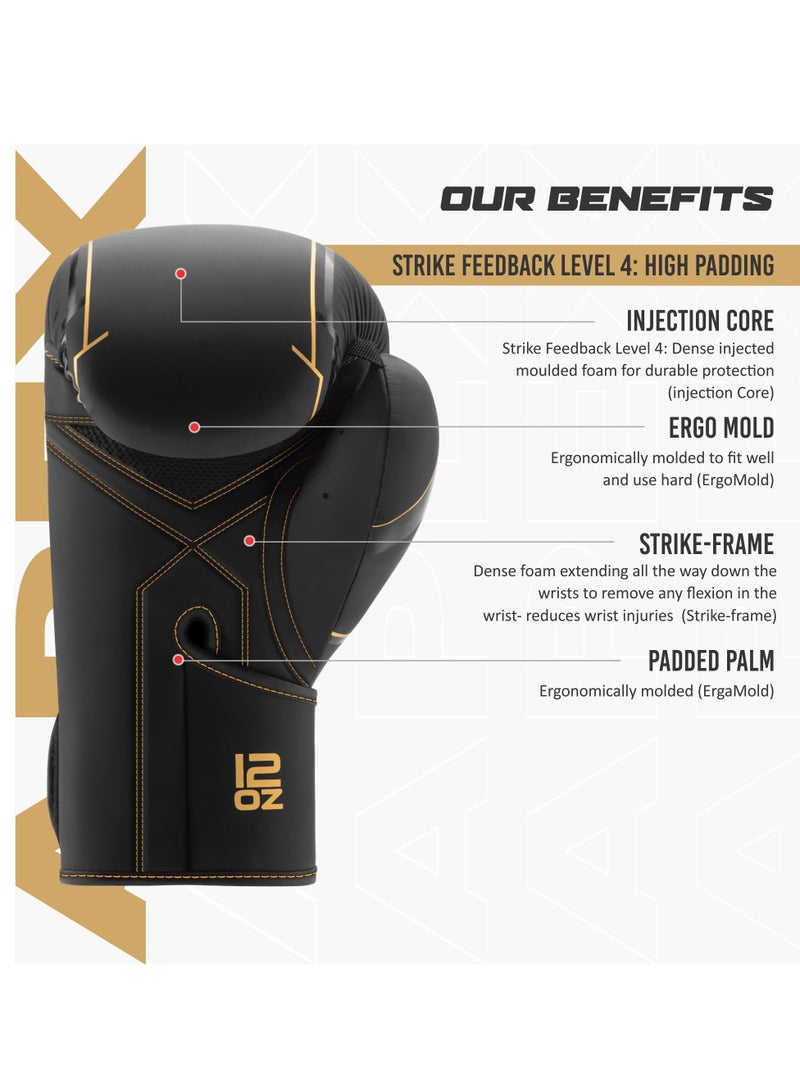 Starpro Premium Black Boxing Gloves | Pu Leather | Ergonomic Fit, High-Density Foam, Wrist Support, Ideal For Training & Sparring - Image 3