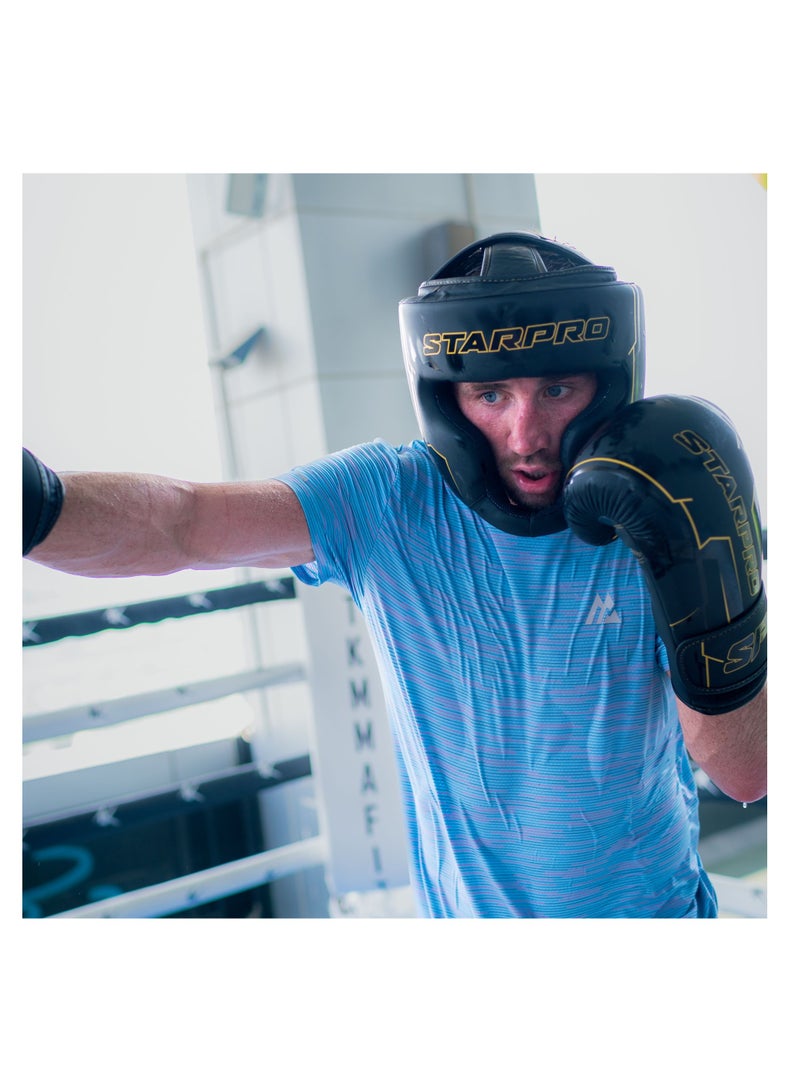 Starpro Premium Black Boxing Gloves | Pu Leather | Ergonomic Fit, High-Density Foam, Wrist Support, Ideal For Training & Sparring - Image 4
