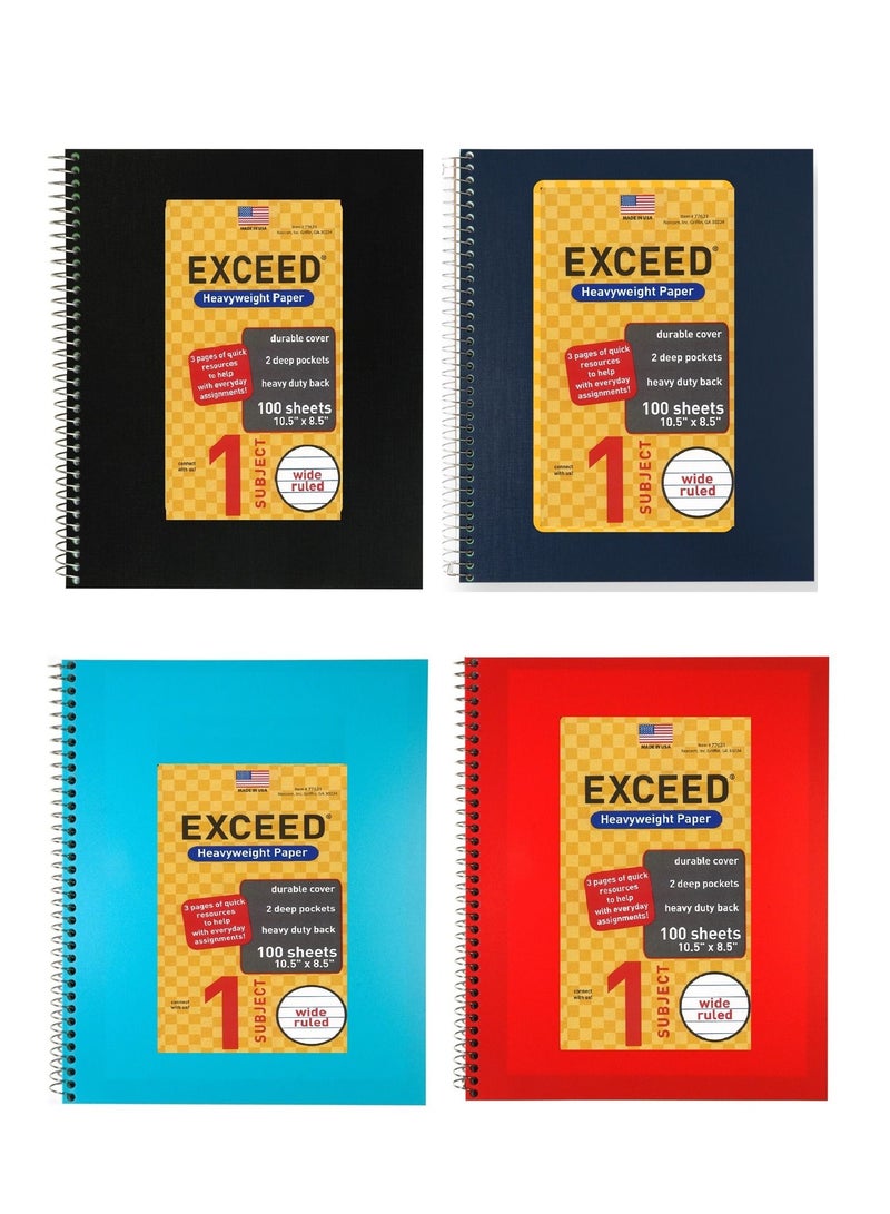 Exceed 4-Piece Single Line Spiral Notebooks Multicolour - Image 1