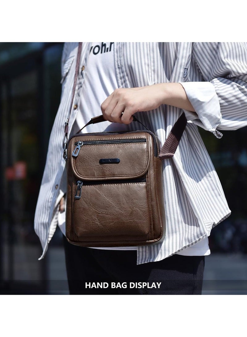 Y&D Shoulder Bag Men's Crossbody Manbag Leather Messenger Casual Handbags Side Satchel Sling Travel Flight Bags Cross Sport for Men Working Shopping Business Daily - Image 3