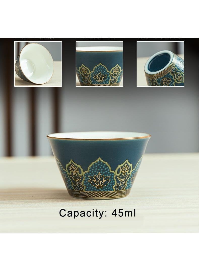 Bukela Tea set, 3 ceramic tea cups with storage bag, gold wood tea set, 3 tea cups, 1 tea caddy, 1 teapot, ideal for home, office and restaurant use - Image 4