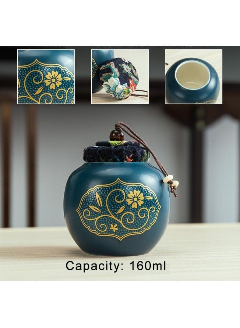 Bukela Tea set, 3 ceramic tea cups with storage bag, gold wood tea set, 3 tea cups, 1 tea caddy, 1 teapot, ideal for home, office and restaurant use - Image 3