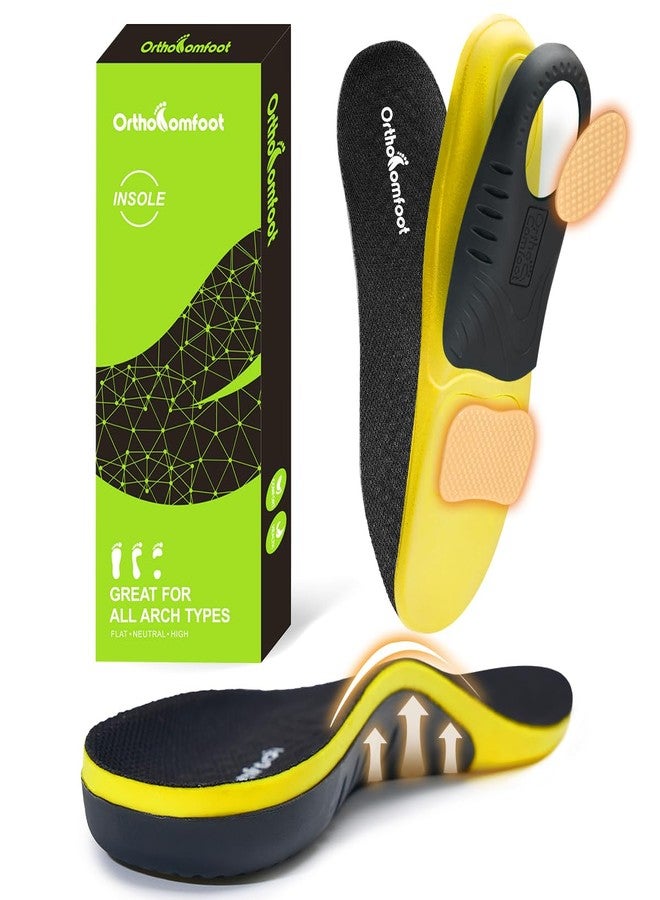 OrthoComfoot Work Boot Insoles for Men Standing All-Day: 240+LBS Heavy Duty High Arch Support Inserts, Pain Relief for Plantar Fasciitis, Anti Fatigue, Orthopedic No Trimming Need Soles,Size 12 Men - Image 1