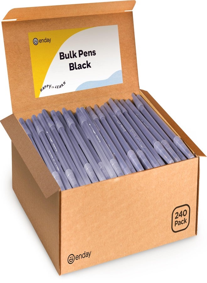 Enday Black Pens Ballpoint, Long Lasting Black Ink Pens Bulk 240 Pack, Smooth and Consistent Writing Pens, Medium Point (1.0mm) Ball Point Pens Black, Flexible Round Barrel for Writing Comfort - Image 1