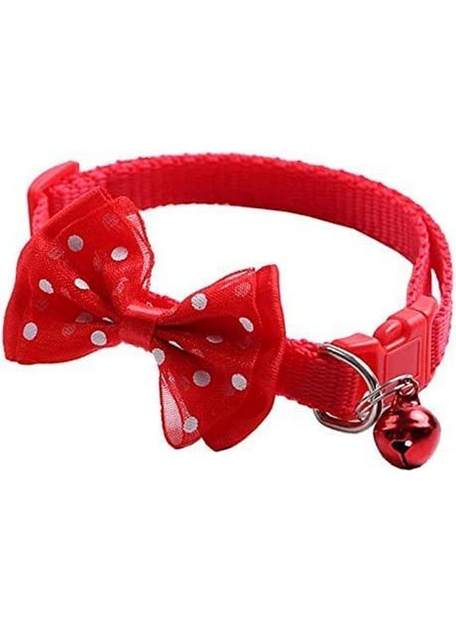 Nylon Reflective Safety Pet Collar With Bells, Bowknot Cute Bow Tie With Bell, Adjustable Necktie For Puppy, Dog, Cat And Kitten (Pack Of 2) (Red) - Image 2