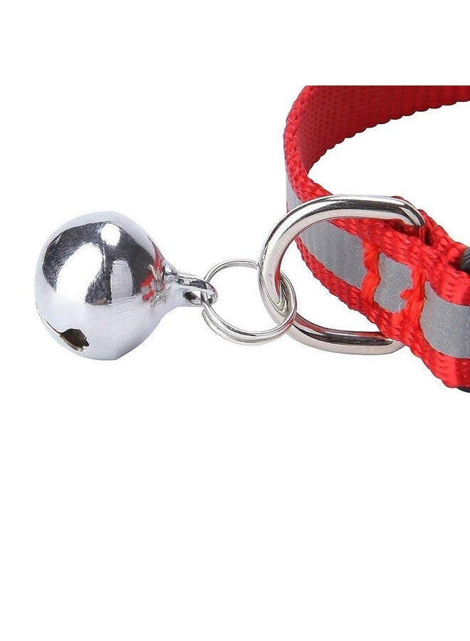 Nylon Reflective Safety Pet Collar With Bells, Bowknot Cute Bow Tie With Bell, Adjustable Necktie For Puppy, Dog, Cat And Kitten (Pack Of 2) (Red) - Image 3