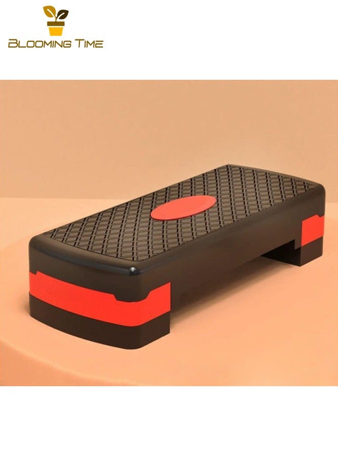 BLOOMING TIME Rhythm Pedal, Home Use Children's Aerobic Training Foot Pedal, Women's Jumping Jack Step Platform, Aerobic Exercise Pedal, Square Adjustable Aerobic Exercise Pedal, Indoor Multi-Functional Fitness Pedal, Black and Red - Image 1