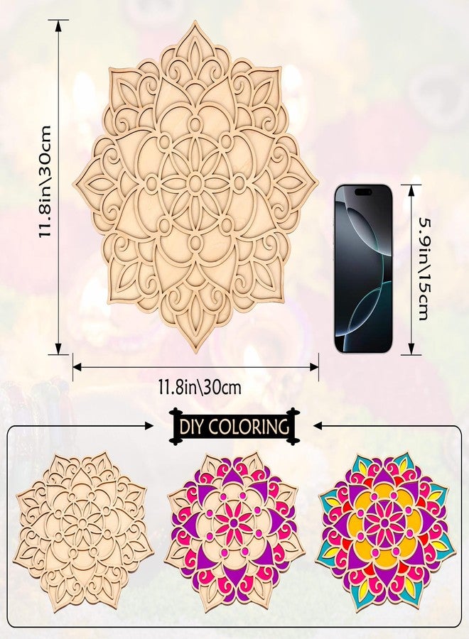 Bnesi Wooden DIY Floral Rangoli Mat Easy to Use or to Fill Rangoli Template Rangoli Decorative Boards for Indian Traditional Festival New Year Decor (Wood, Floral) - Image 3