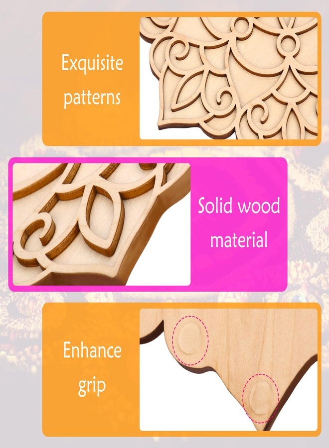 Bnesi Wooden DIY Floral Rangoli Mat Easy to Use or to Fill Rangoli Template Rangoli Decorative Boards for Indian Traditional Festival New Year Decor (Wood, Floral) - Image 4