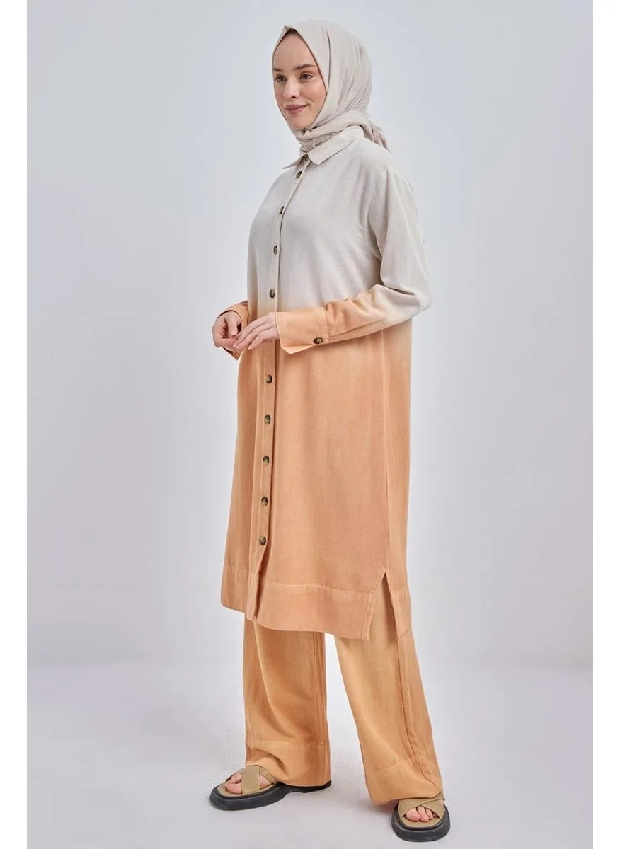 Allday Camel-Degrade Linen Trouser Suit