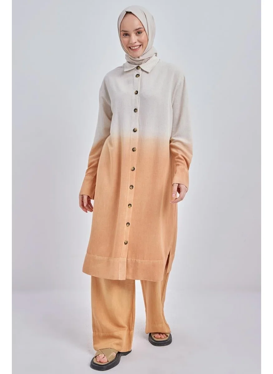 Allday Camel-Degrade Linen Trouser Suit