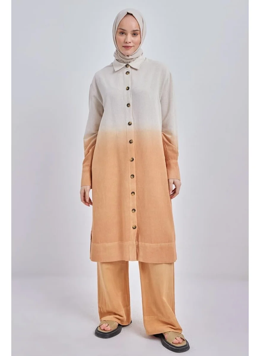 Allday Camel-Degrade Linen Trouser Suit