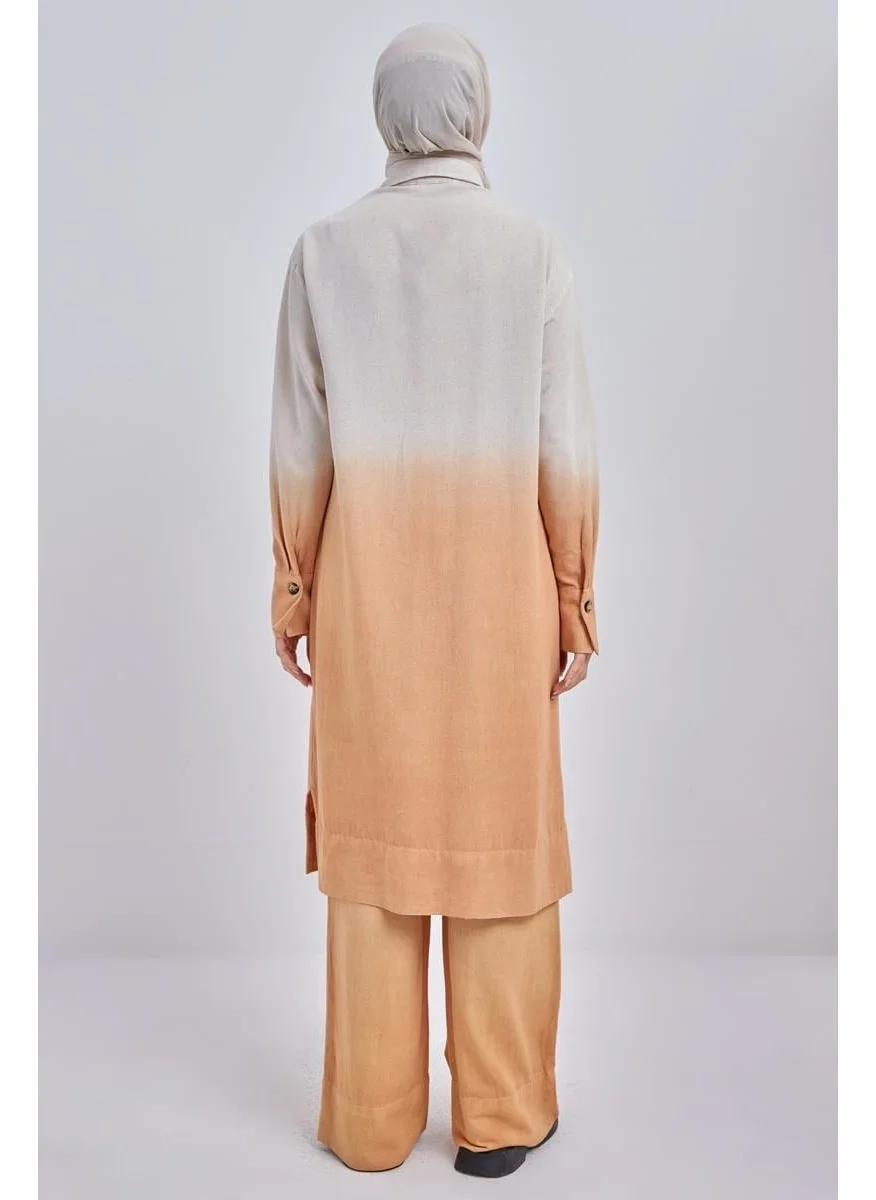 Allday Camel-Degrade Linen Trouser Suit