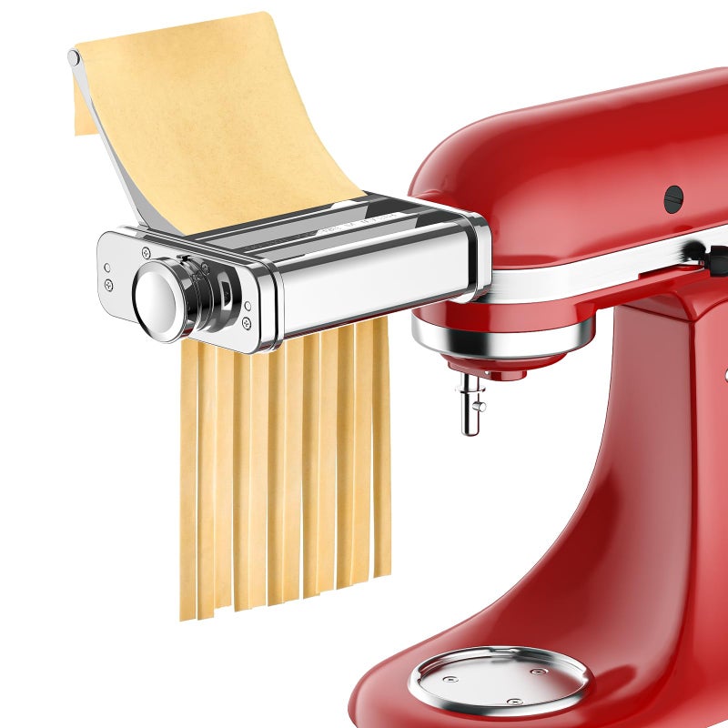HOZODO 3-in-1 Pasta Attachment for KitchenAid Stand Mixer - Professional Stainless Steel Pasta Maker includes Roller, Spaghetti & Fettuccine Cutters, With Removable Baffle and Cleaning Brush by Hozodo - Image 1