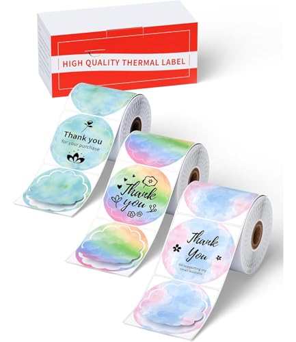 Memoking M110 Thermal Labels Round - 1.96"(50MM) Original M100 Print Master Label Refill Compatible with Phomemo M100 M110 M220 M221 M160 M250 N20 Labels Maker, Gradient Sticker for DIY, Logo, Barcode,3 Rolls - Image 1