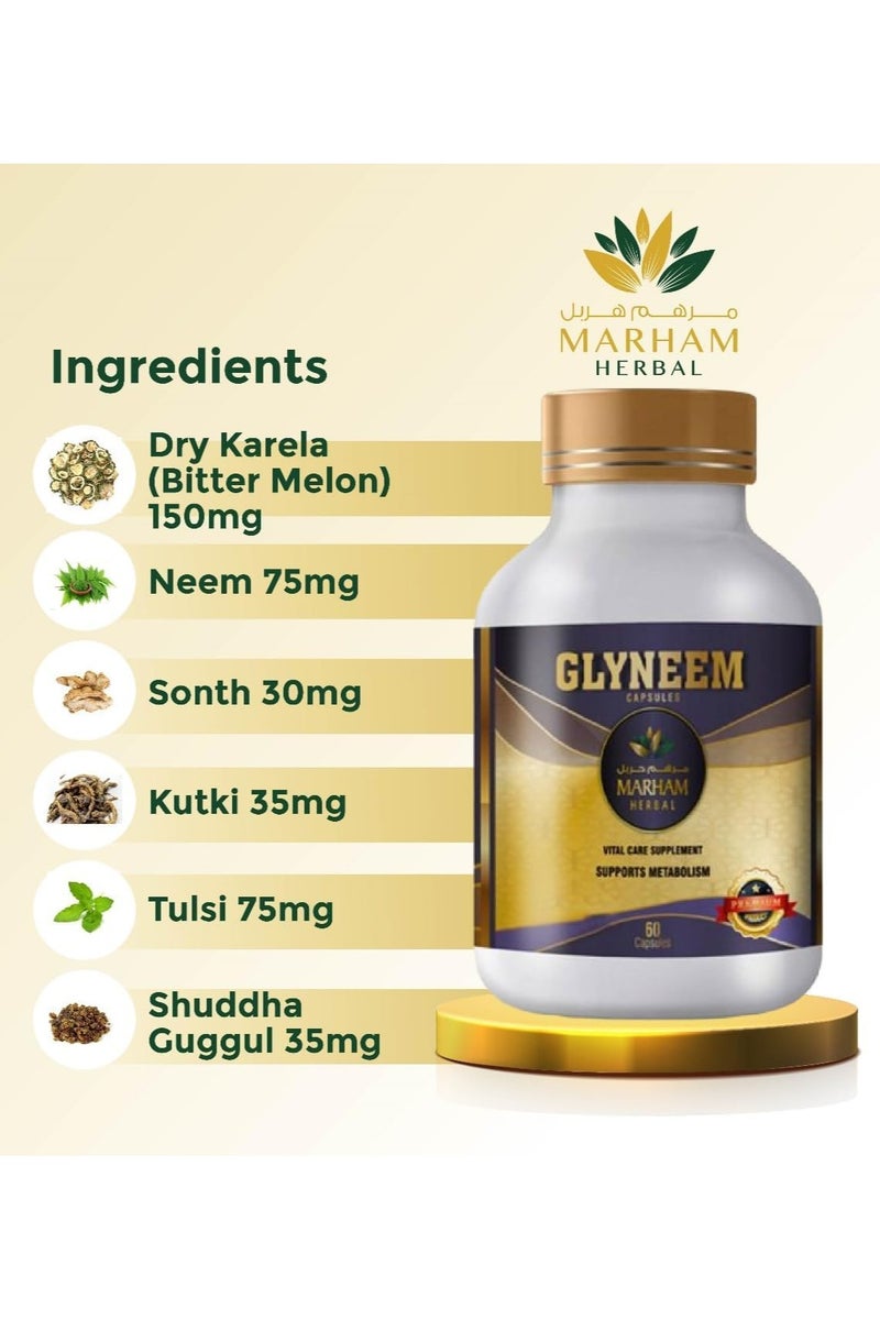 MARHAM HERBAL Glyneem Capsule: Natural Blend Vitality and Health Support Supplement | 60 Tablets (60 Tablets, Unflavoured) - Image 3