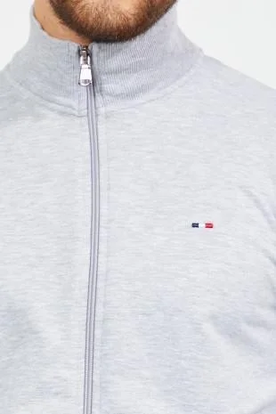 ميتاليك Men's Gray Long Sleeve Front Zipper Cardigan