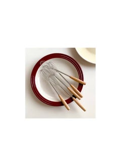 Generic Stainless Steel Wire Egg Whisk with Wooden Handle for Blending Ingredients and Mixing Sauces  - Image 2