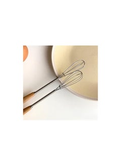 Generic Stainless Steel Wire Egg Whisk with Wooden Handle for Blending Ingredients and Mixing Sauces  - Image 3