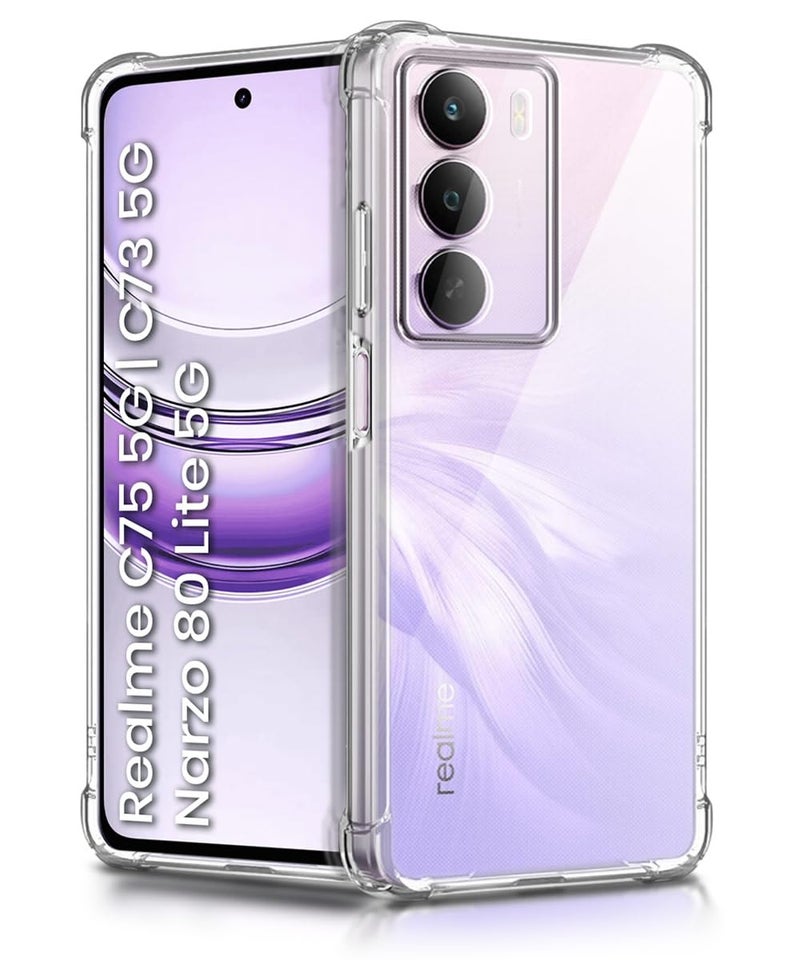 WOW IMAGINE Clear Back Cover Case for Realme C75 | Realme C73 | Narzo 80 lite 5G | P3 Lite 5G Shockproof Soft TPU Case | Cushioned Edges for Ultimate Protection Back Cover Case - Transparent - Image 1