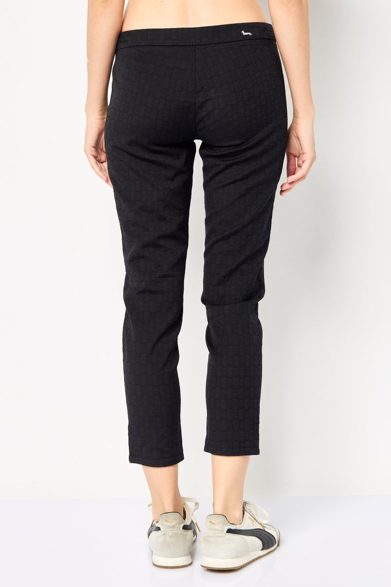 Harmont & Blaine Women Regular Fit Art Deco Pattern Cropped Pants, Black - Image 4