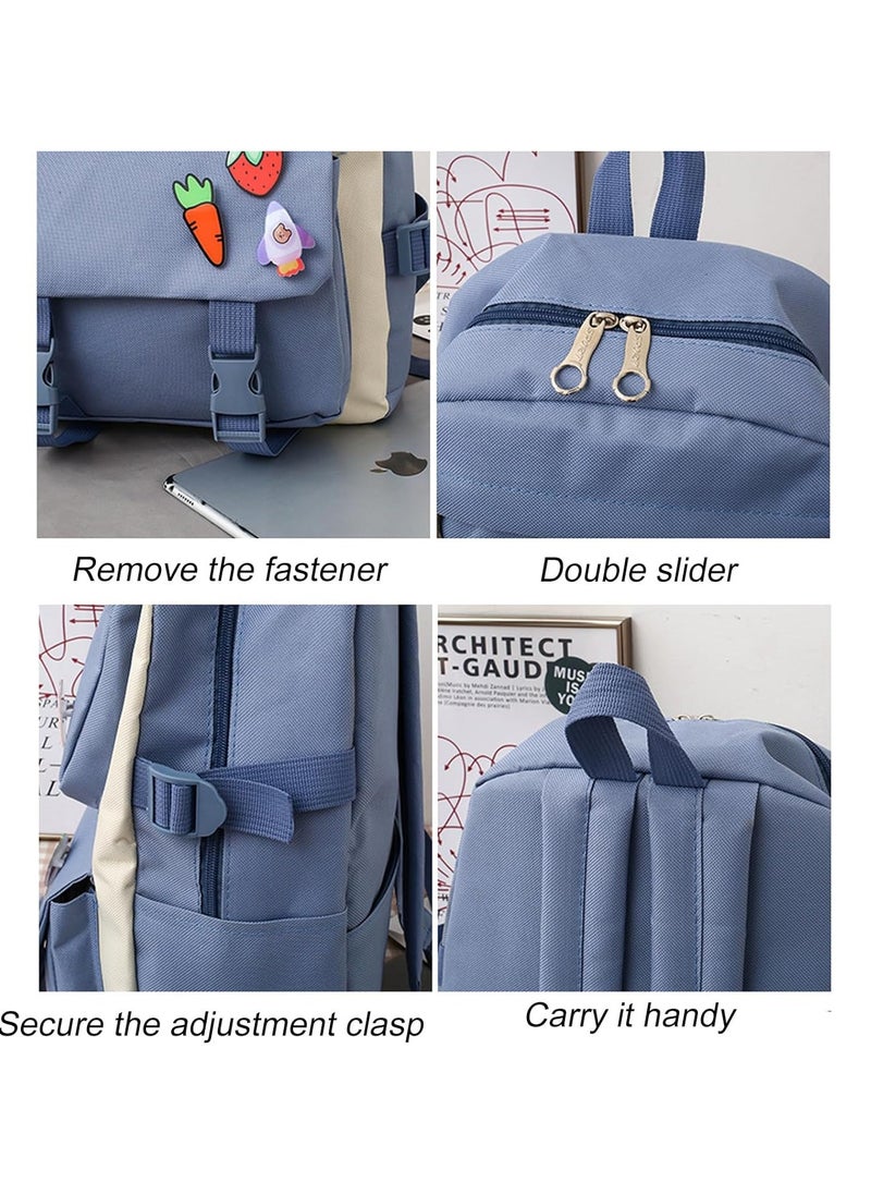 AUTOYSUR 5 Pcs Backpack Set,Kids Backpacks,School Bag for Kids,Back to School Book Bag Backpack for Teen,Cartoon Travel Backpack,Shoulder Bag,Handbag (Blue)  - Image 4
