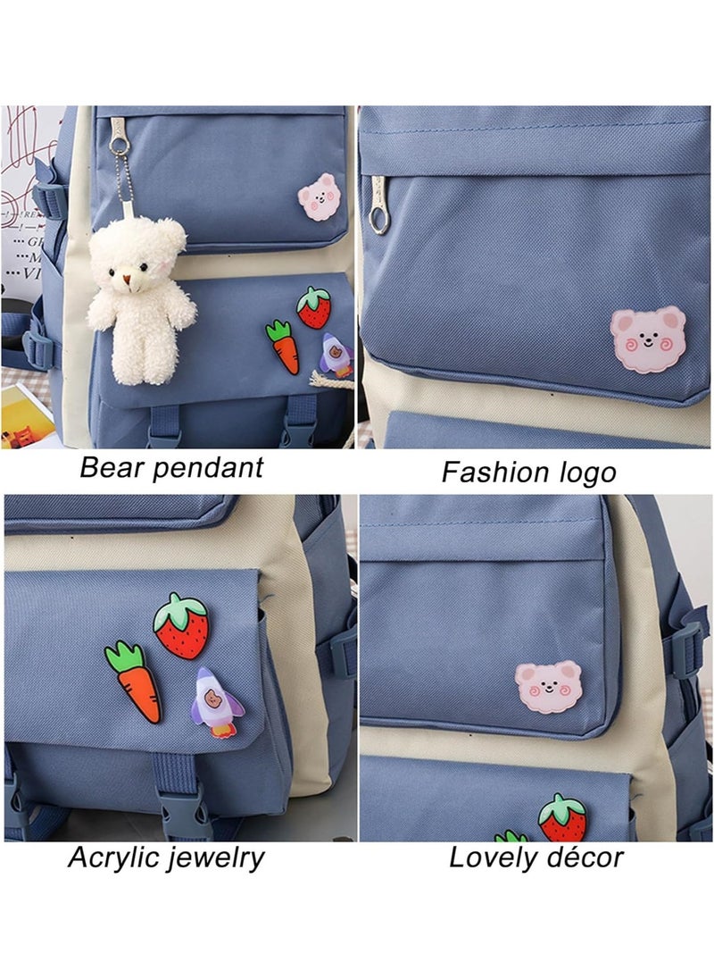 AUTOYSUR 5 Pcs Backpack Set,Kids Backpacks,School Bag for Kids,Back to School Book Bag Backpack for Teen,Cartoon Travel Backpack,Shoulder Bag,Handbag (Blue)  - Image 5