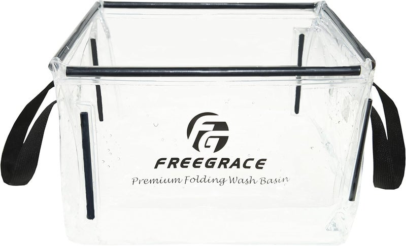 Freegrace Premium Folding Wash Basin - Collapsible Water Sink Container - Lightweight & Durable Transparent Plastic - Wash Dishes Everywhere - Suitable for Camping & Outdoor Activities - Image 1