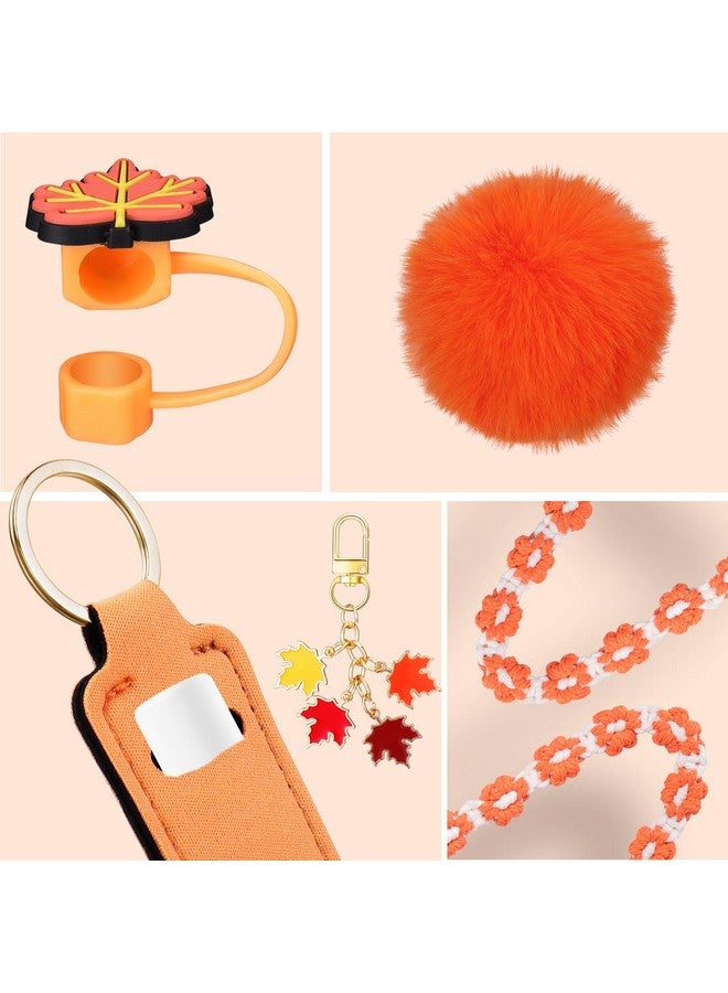 Mity Rain Rain 8Pcs Cup Accessories For Stanley Cup 30Oz 40Oz Tumbler With Handle, Including Water Bottle Handle Strap, Chapstick Holder, Boot, Keychain Charms, Straw Topper Cover Cap For Stanley (Orange)  - Image 3