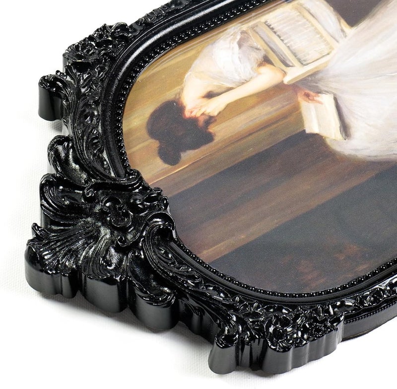 Cuspin 8x10 Black Picture Frame Vintage Frames, Ornate Arched Resin Photo Frame with Real Glass Front, Antique Gothic Picture Frame for Tabletop Display or Wall Hanging, Decorative Home Decor - Image 5