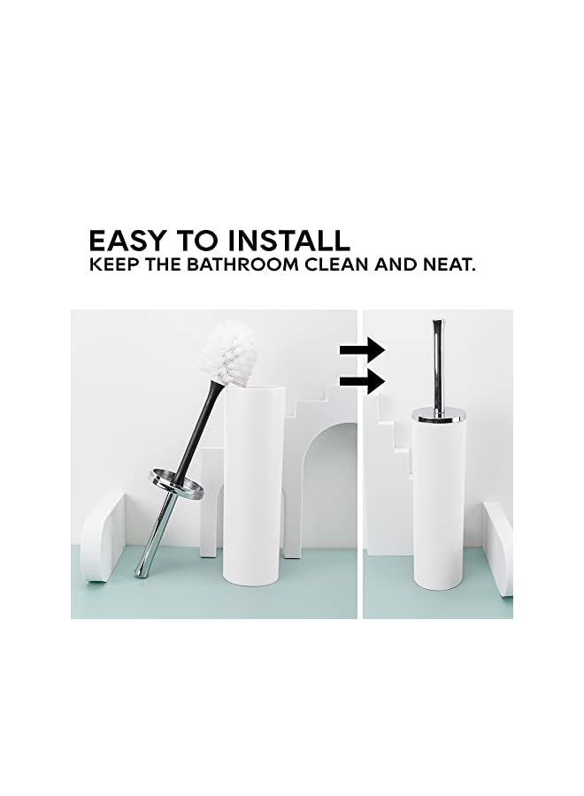 راكسوم مجموعة إكسسوارات، طقم حمام مكون من 6 قطع، يتضمن حامل فرشاة الأسنان، وكوب فرشاة الأسنان، وموزع الصابون، وطبق الصابون، وحامل فرشاة المرحاض، وسلة المهملات. (أبيض) - Image 4