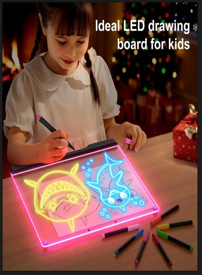 Bailkind LED Note Board with Colors, Portable 16-inch Rechargeable 7 Light Effects Doodle Glow Memo Message Dry Erase Drawing Board for Gift/Classroom/Office/Kids, Built-in Stand, 5 Markers & Sketchbook - Image 5