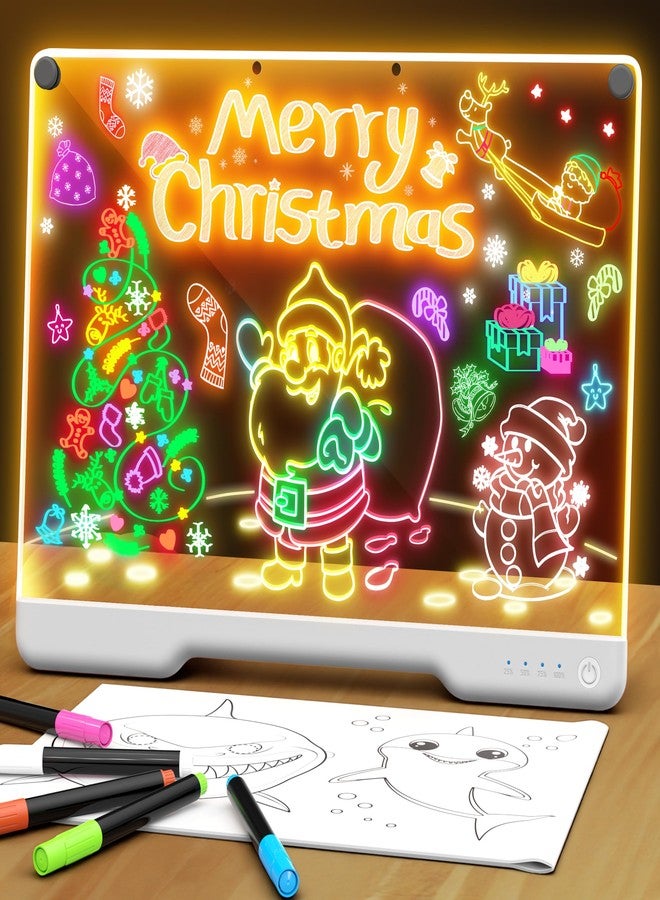 Bailkind LED Note Board with Colors, Portable 16-inch Rechargeable 7 Light Effects Doodle Glow Memo Message Dry Erase Drawing Board for Gift/Classroom/Office/Kids, Built-in Stand, 5 Markers & Sketchbook - Image 1