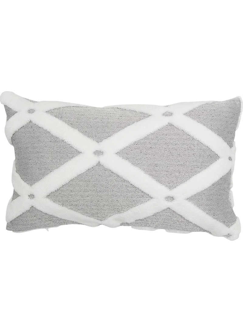 Hamur Dough Special Design Jacquard Patterned Decorative Pillow Rectangular Throw Pillow Cover Bella Gray 30 x 50 cm