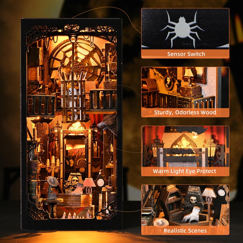 Etkvr Book Nook Kit  Book Nook Kits For Adults Diy Booknook Model Build  Diy 3D Wooden Puzzle Bookend Booknook Bookshelf Insert Miniature Dollhouse Kit For Home Decoration - Image 4