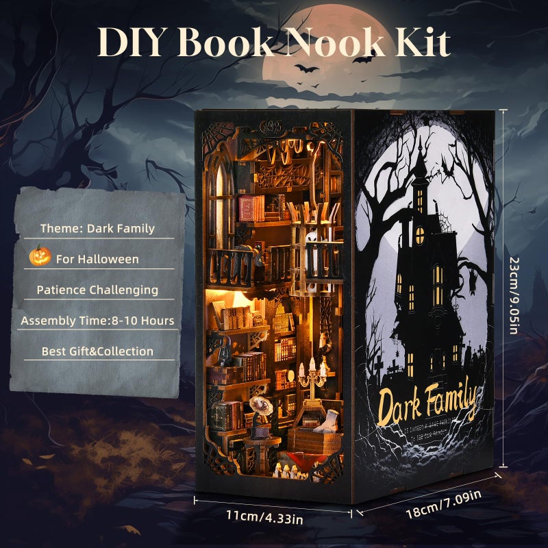 Etkvr Book Nook Kit  Book Nook Kits For Adults Diy Booknook Model Build  Diy 3D Wooden Puzzle Bookend Booknook Bookshelf Insert Miniature Dollhouse Kit For Home Decoration - Image 5