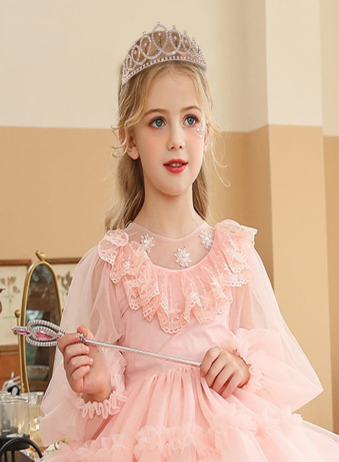 ZOCONE 2 Pack Crystal Rhinestone Bridal Tiara & Birthday Queen Sash , Wedding Crown for Women Flower Girls Birthday Headband Princess Crowns with Comb (Rose Gold) - Image 5