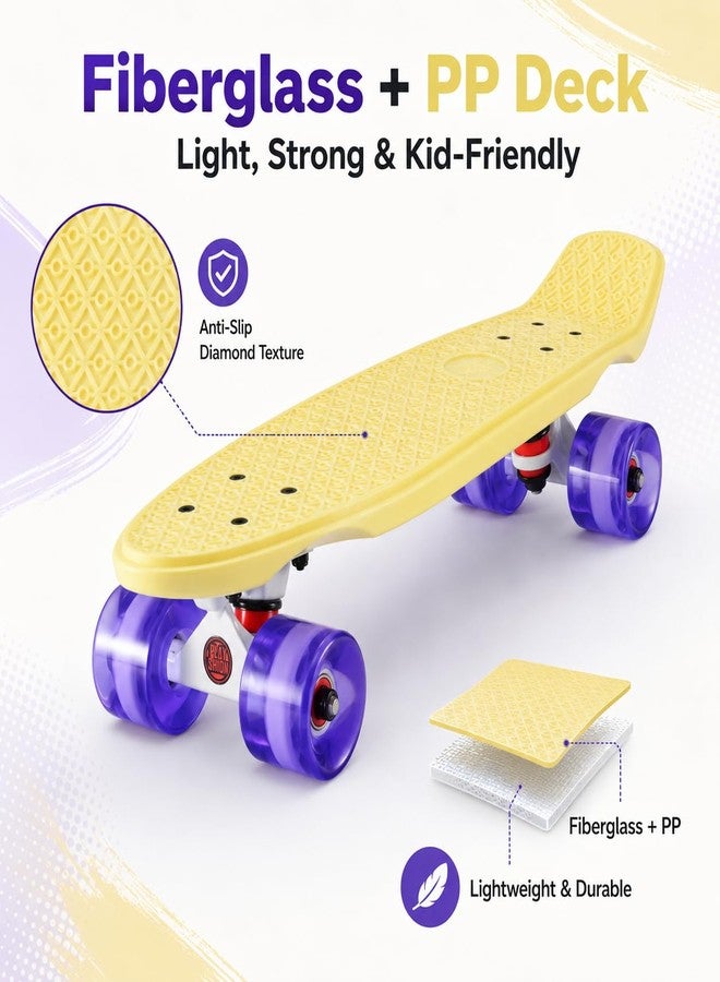 Playshion 22" Mini Cruiser Skateboard for Kids Ages 3+, Beginners (Yellow/Purple) - Image 4