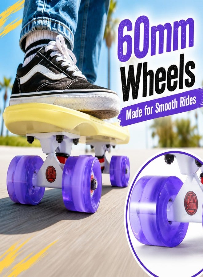 Playshion 22" Mini Cruiser Skateboard for Kids Ages 3+, Beginners (Yellow/Purple) - Image 5