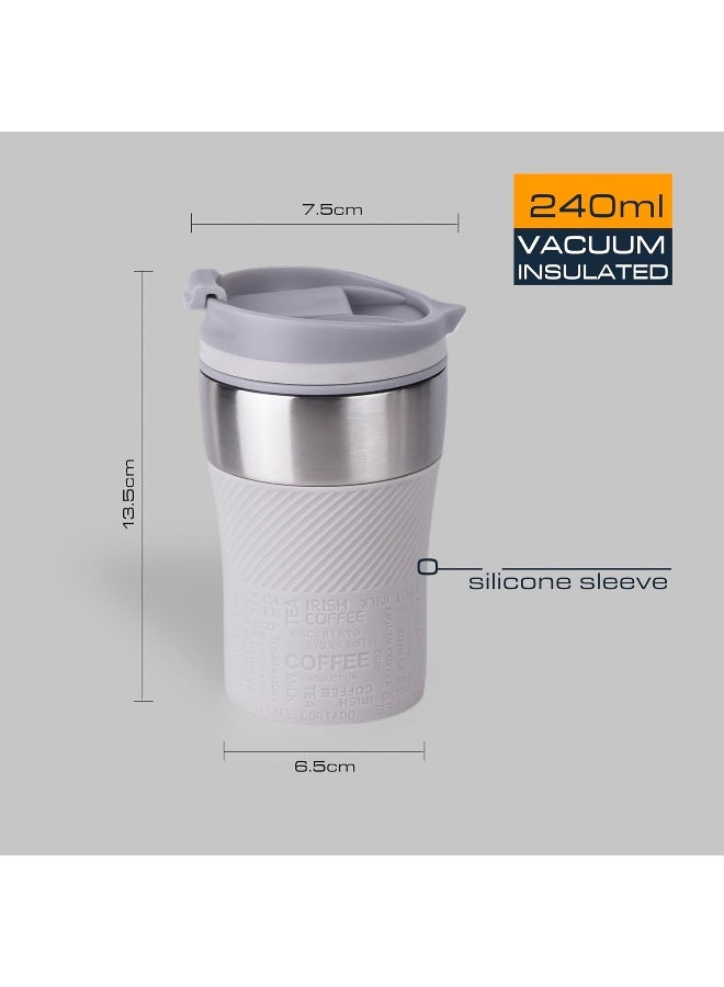 Nessan Insulated Stainless Steel Vacuum Mug, 243Ml - Your Compact Travel Essential For Hot And Cold Beverages Anywhere: Home, Gym, Outdoors, Office, And School - Beige  - Image 3