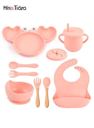 Baby Feeding Set,Silicone Baby Tableware Set Toddler Divider Plate & Bowl with Suction, BPA Free Baby Tableware Set with Adjustable Soft Silicone Bib & Utensils - pzsku/Z55F2A53F312BFC25670FZ/45/_/1681208738/a20b918c-3b1e-49b4-87ca-dfb659a971be