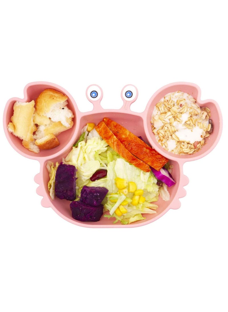 Baby Feeding Set,Silicone Baby Tableware Set Toddler Divider Plate & Bowl with Suction, BPA Free Baby Tableware Set with Adjustable Soft Silicone Bib & Utensils
